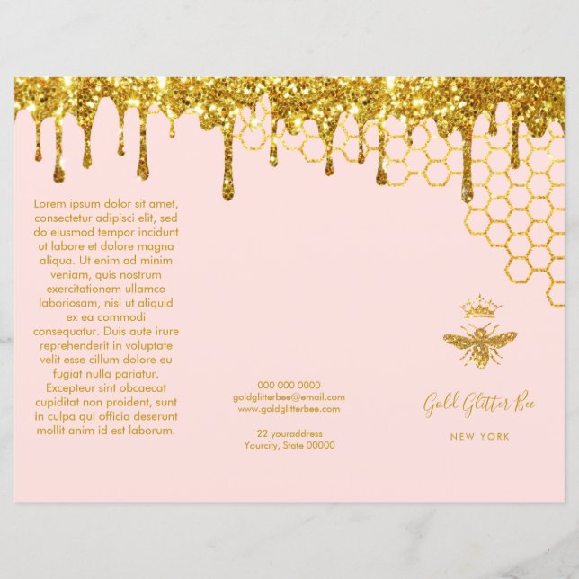 faux gold glitter queen bee brochure (Front)