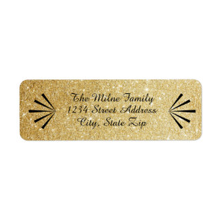 Faux Gold Glitter Retro Address Labels