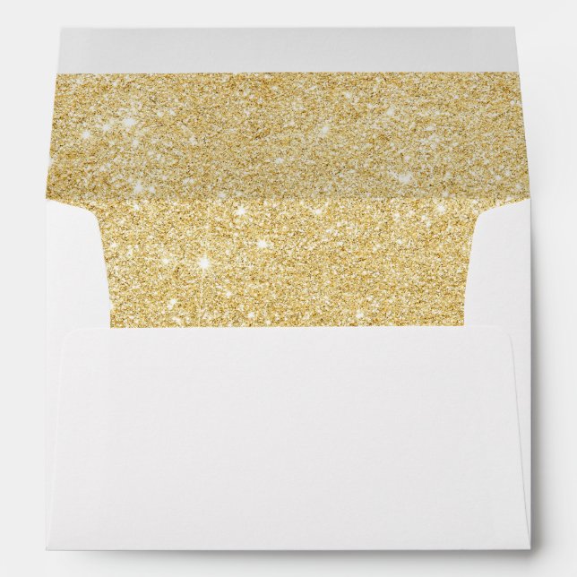 Faux Gold Glitter Return Address Envelope (Back (Bottom))