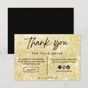 Faux Gold Glitter Thank you Media Insert
