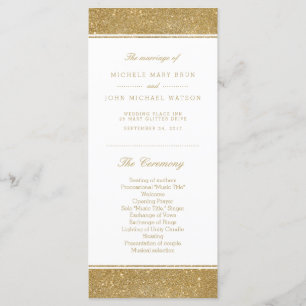 Faux Gold Glitter Wedding Program Rack Cards