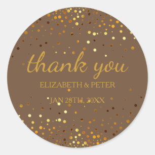 Faux Gold Glitter Wedding Thank You Classic Round Sticker