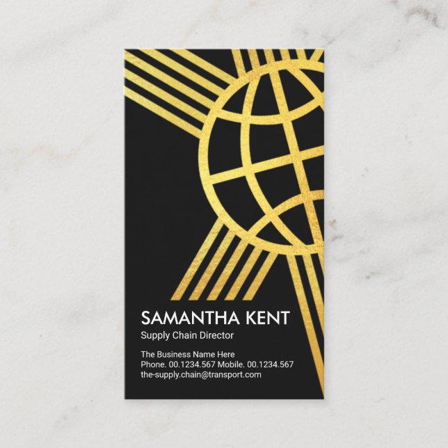 Faux Gold Global Connection Lines Import Export Business Card (Front)