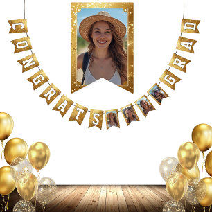 Faux Gold Graduate 4 photos Congrats Grad Bunting