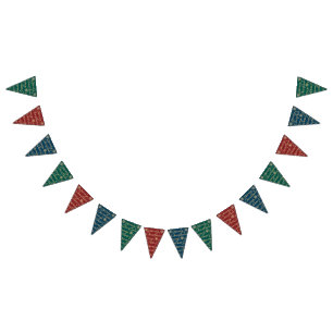 Faux Gold Green Red Blue Merry Christmas Lettering Bunting