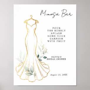 Faux Gold & Greenery Mimosa Bar Sign