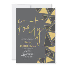 Faux Gold & Grey Birthday Invitation