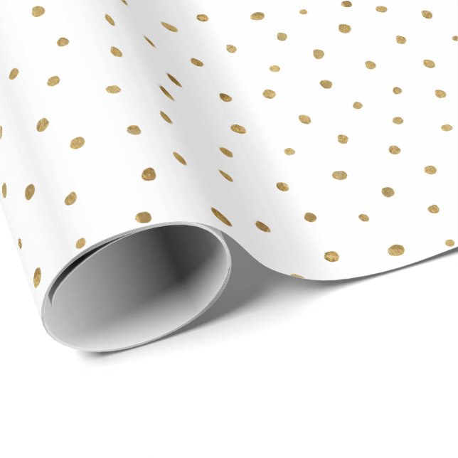 Faux Gold Hand Drawn Polka Dots Wrapping Paper (Roll Corner)