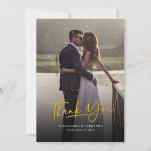 Faux Gold Hand-Lettered Script Wedding Thank You Card