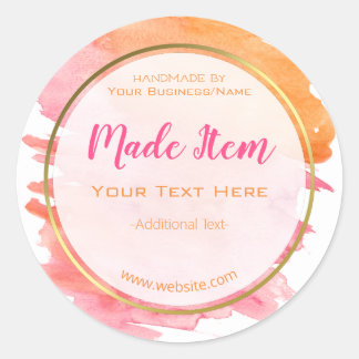 Faux Gold Handmade Product Small Home Business Classic Round Sticker