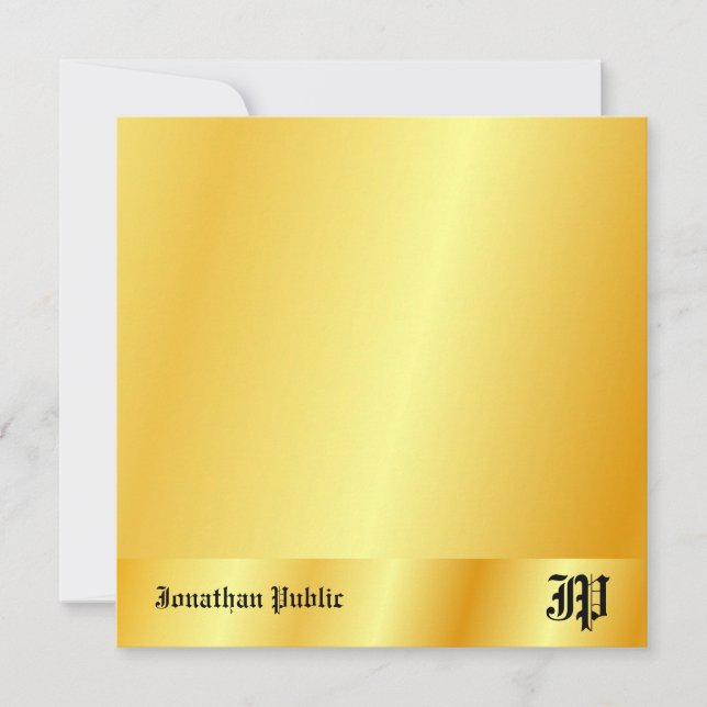 Faux Gold Handwriting Monogram Personalised Card (Front)