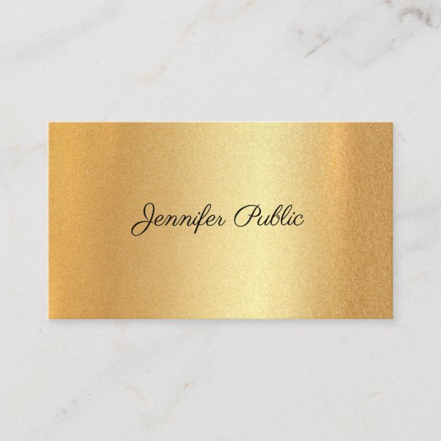 Faux Gold Handwriting Script Elegant Calligraphy Business Card (Front)