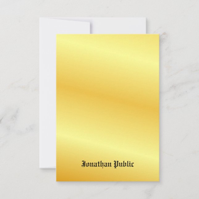 Faux Gold Handwritten Monogrammed Custom Card (Front)