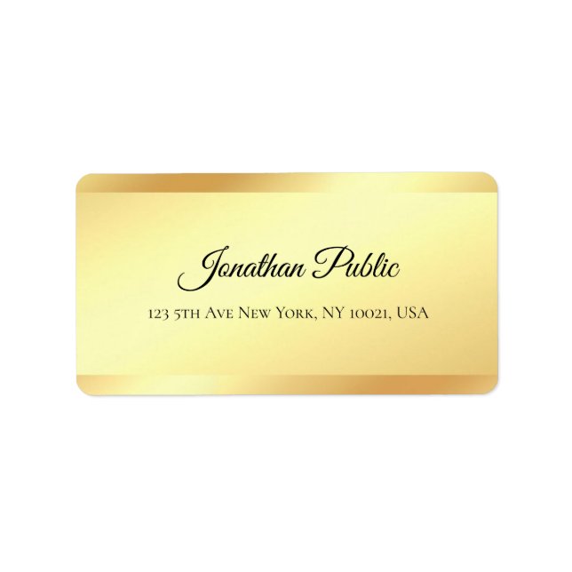 Faux Gold Handwritten Script Name Professional Label (Front)