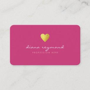 faux gold heart on fuchsia pink feminine pro business card