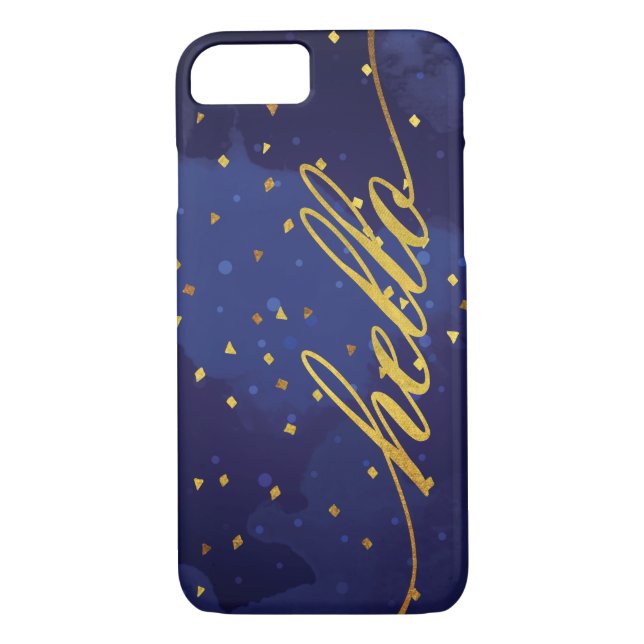 Faux Gold Hello Watercolor Case-Mate iPhone Case (Back)
