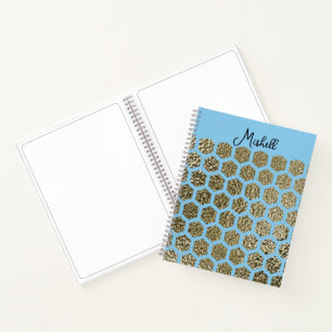 Faux Gold Hexagonal Pattern Personalised Notebook