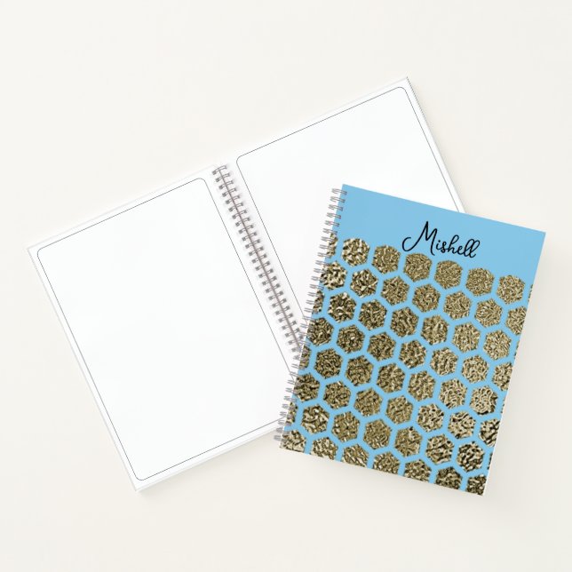 Faux Gold Hexagonal Pattern Personalised  Notebook (Inside)