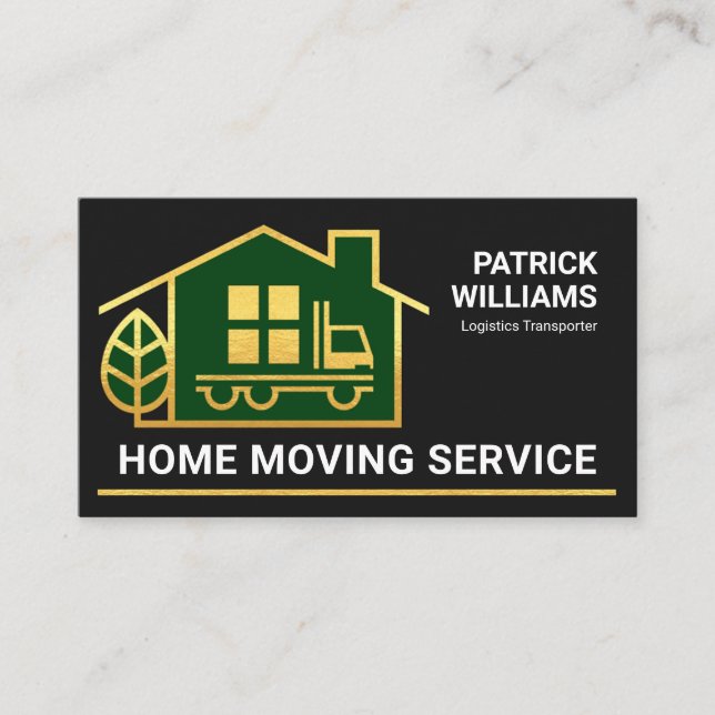 Faux Gold Home Moving Transport Business Card (Front)