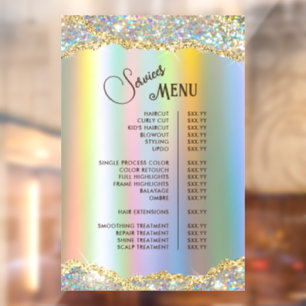 Faux Gold Iridescent Glitter Foil Services Menu