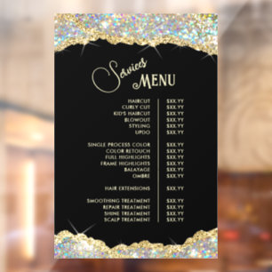 Faux Gold Iridescent Glitter Services Menu