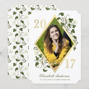 Faux Gold Ivy League Grad Photo Invitation
