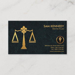 Faux Gold Justice Scales Elegant Grunge Lawyer Business Card