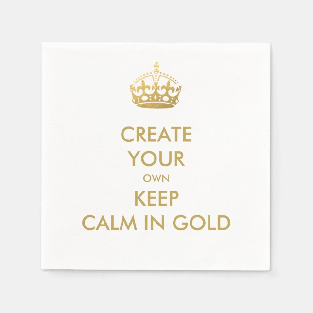 Faux Gold Keep Calm and Carry On Wedding Party Napkin (Front)