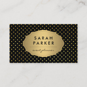 Faux Gold Label Polka Dot Pattern Business Card