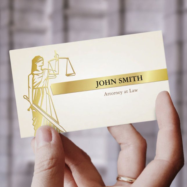 Faux Gold Lady Justice Professional Attorney Business Card (Creator Uploaded)