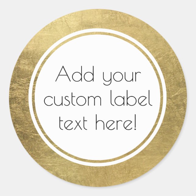 Faux Gold Leaf Custom Craft Favour Wedding Classic Round Sticker (Front)