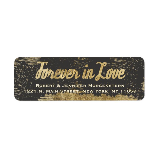 Faux Gold Leaf "Forever in Love" Address Labels (Front)