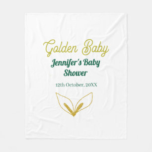 Faux gold leafy green forest enchantedbaby shower fleece blanket