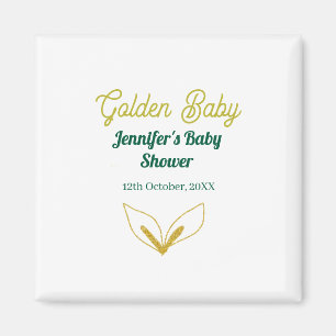 Faux gold leafy green forest enchantedbaby shower magnet