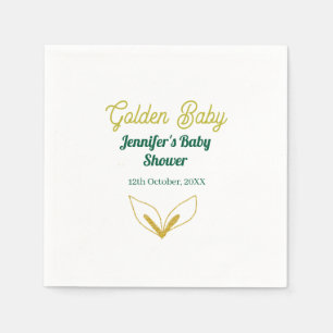Faux gold leafy green forest enchantedbaby shower  napkin
