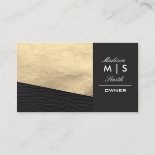 Faux Gold Leather and Black Leather Trim Business Card