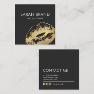 Faux Gold Lips Makeup Artist Beauty Salon Square Business Card