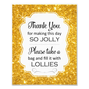 Faux Gold Lolly Buffet Bridal Shower Sign Print