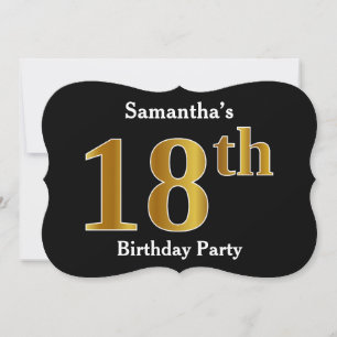 Faux Gold Look 18th Birthday Party + Custom Name Invitation