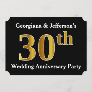 Faux Gold Look 30th Wedding Anniversary Party Invitation