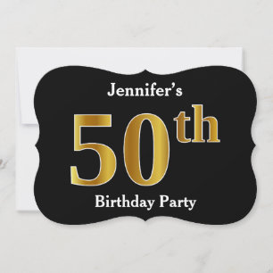 Faux Gold Look 50th Birthday Party + Custom Name Invitation