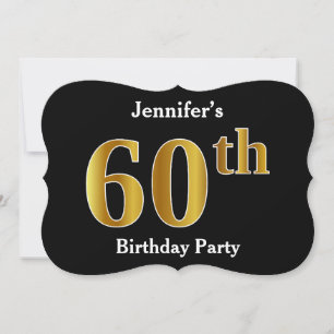 Faux Gold Look 60th Birthday Party + Custom Name Invitation