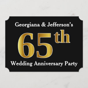Faux Gold Look 65th Wedding Anniversary Party Invitation