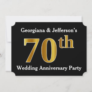 Faux Gold Look 70th Wedding Anniversary Party Invitation