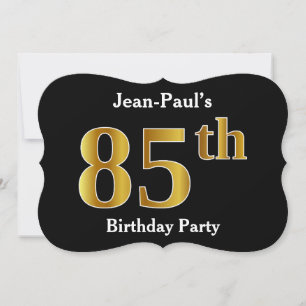 Faux Gold Look 85th Birthday Party + Custom Name Invitation