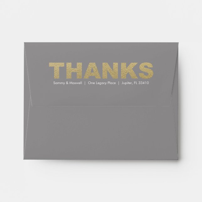 Faux Gold Love and Thanks Return Address Envelopes (Back (Top Flap))
