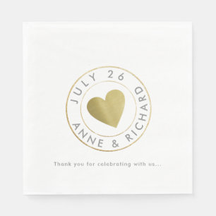 faux gold love heart circle wedding party napkin