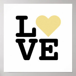 Faux Gold Love Heart Wedding Valentines Day Square Poster