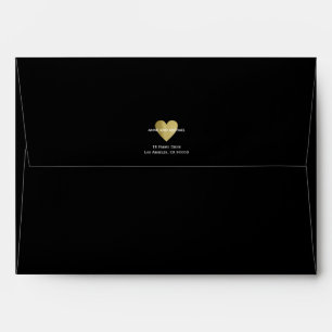 faux gold love heart with couple names black envelopes