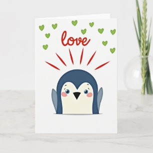 Faux Gold Love Penguin Card